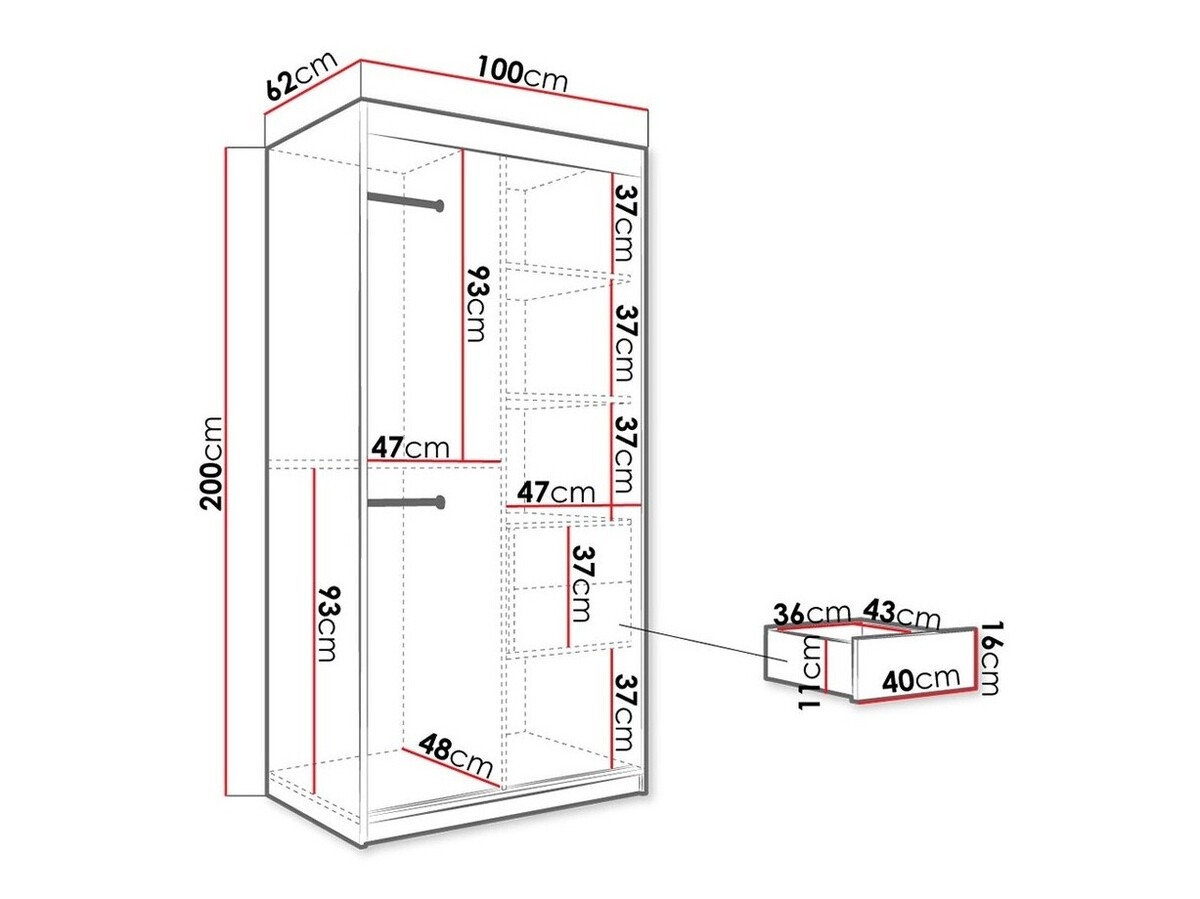 Kledingkast Hartford 246 (Mat wit + Wit marmer)