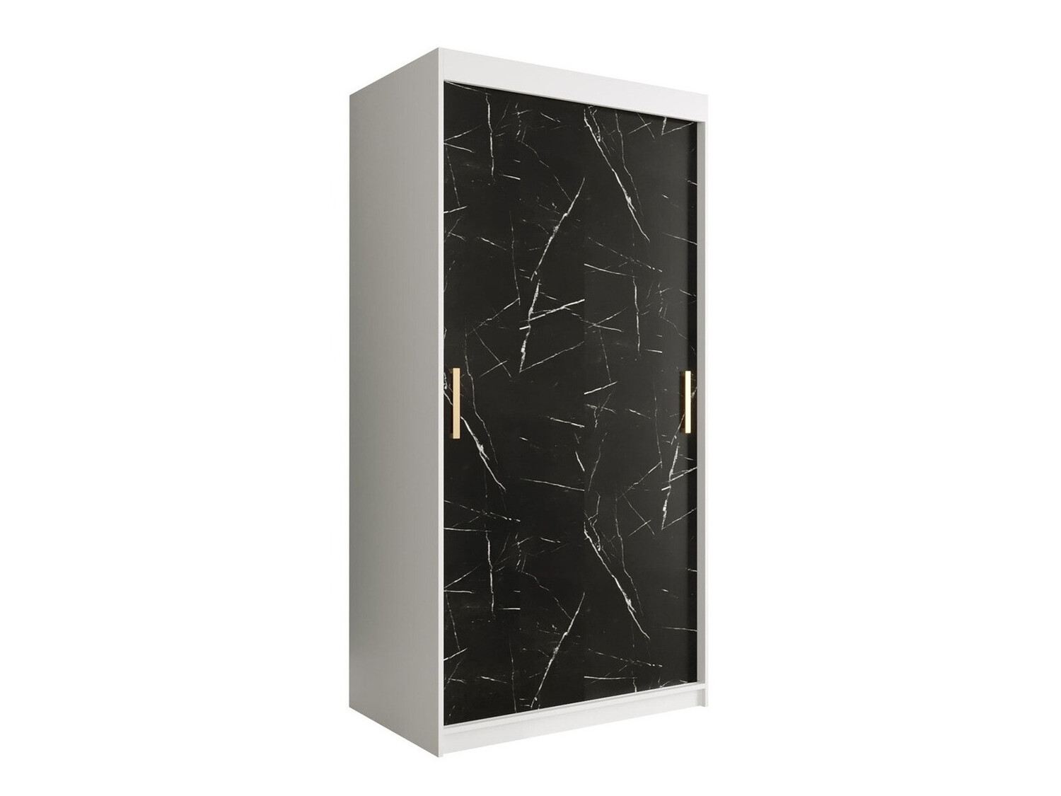 Kledingkast Hartford 246 (Mat wit + Zwart marmer)