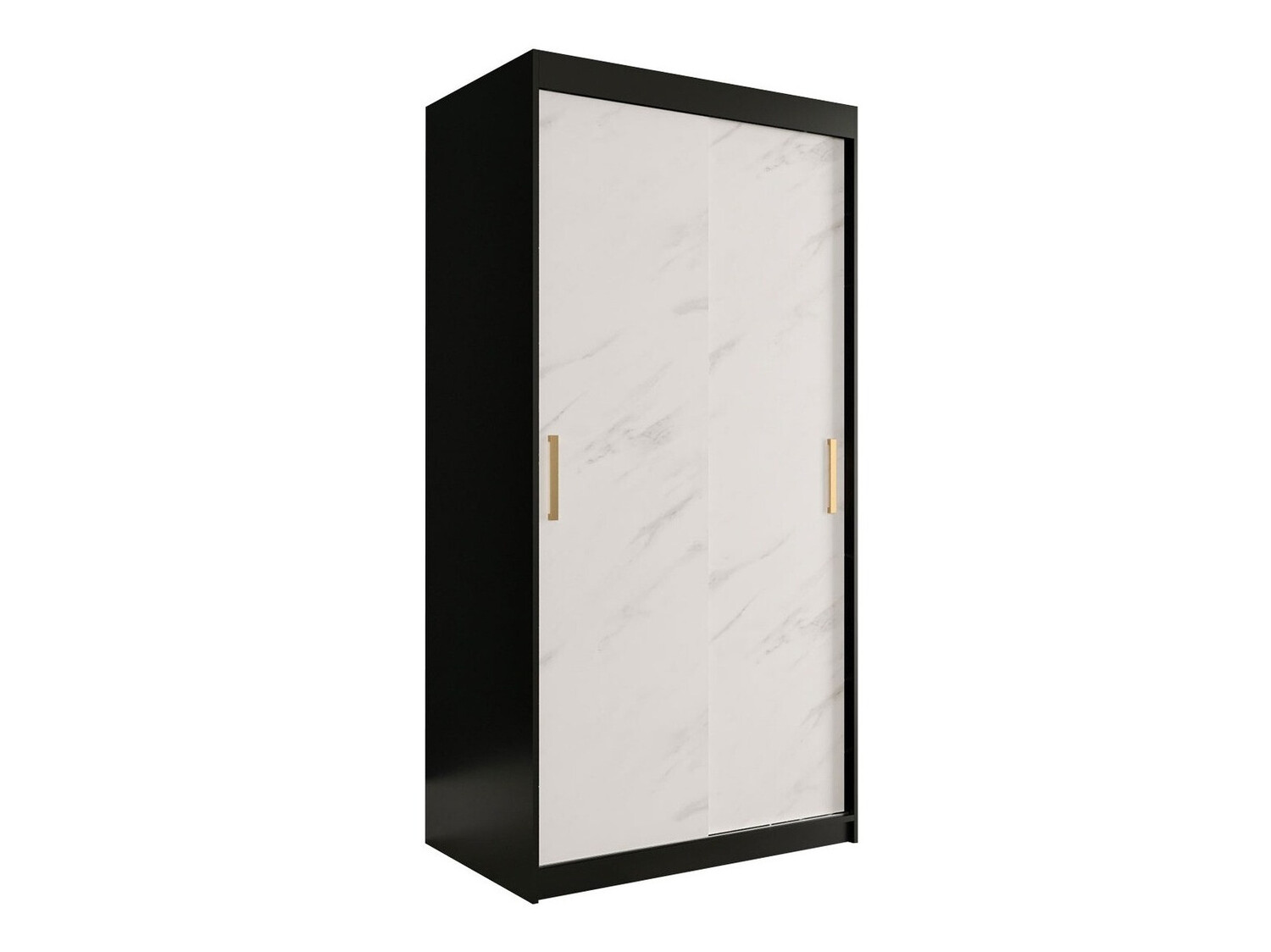 Kledingkast Hartford 246 (Matzwart + Wit marmer)