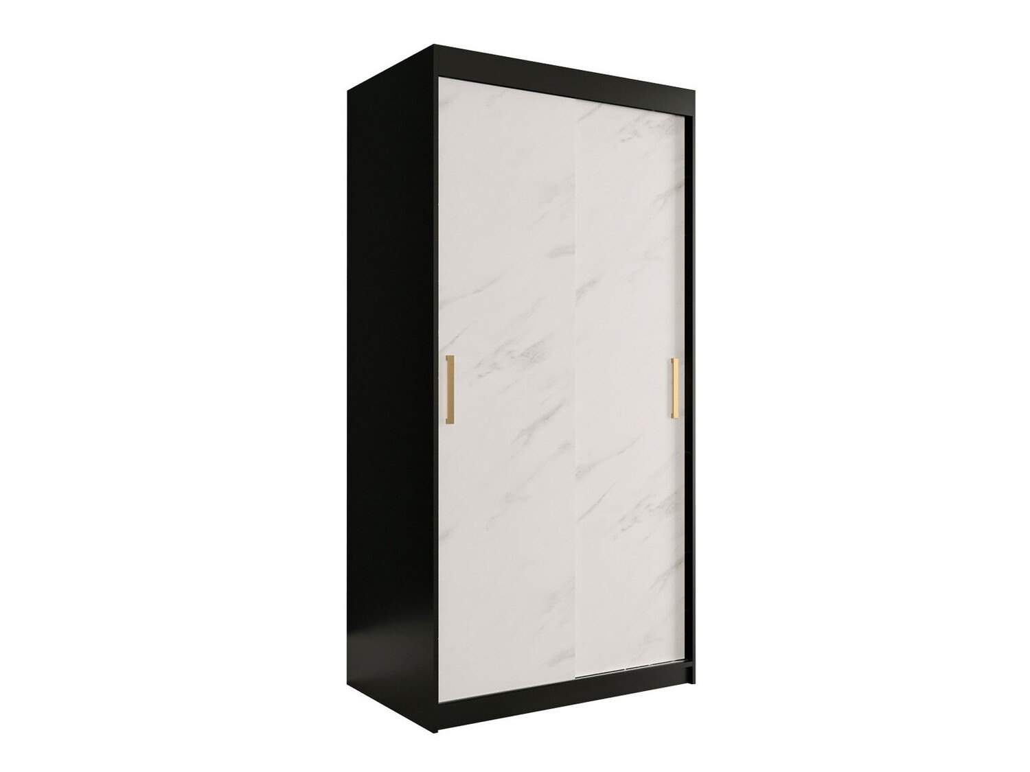 Kledingkast Hartford 246 (Matzwart + Wit marmer)