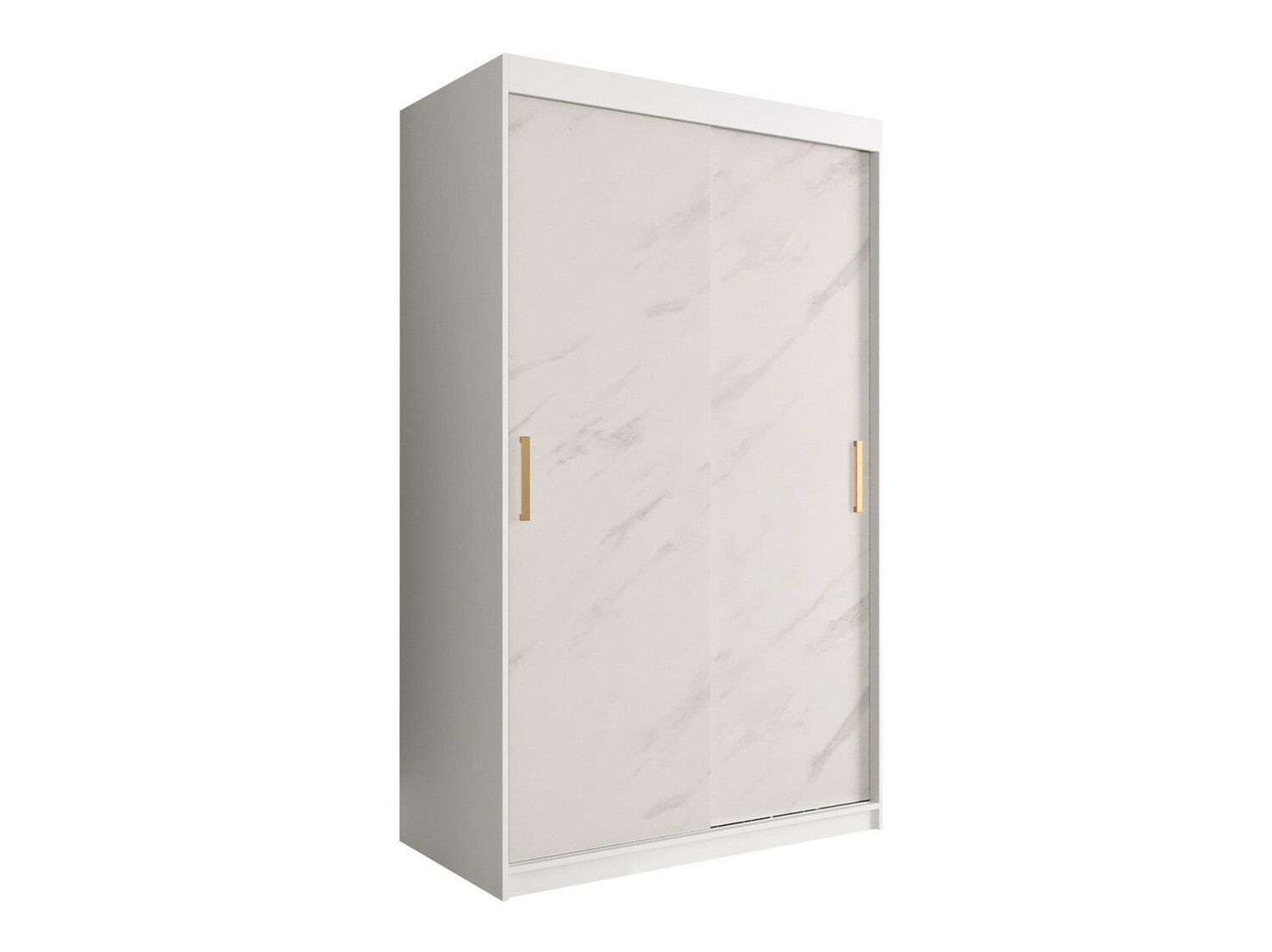 Kledingkast Hartford 247 (Mat wit + Wit marmer)