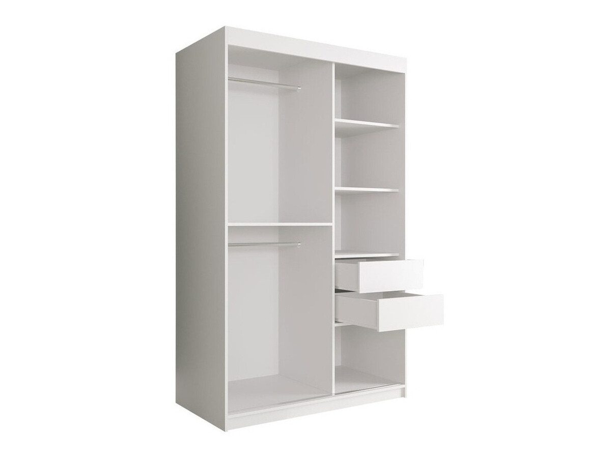 Kledingkast Hartford 247 (Mat wit + Wit marmer)