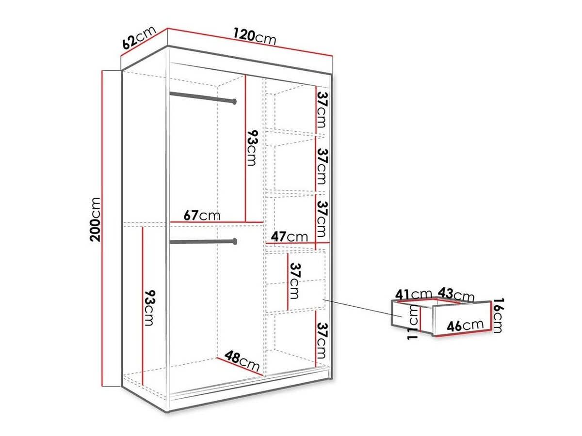 Kledingkast Hartford 247 (Mat wit + Wit marmer)
