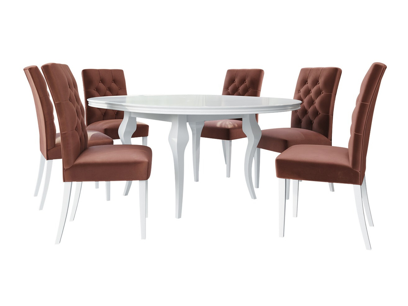 Eetkamerset Racine 129 (Glanzend wit + Magic Velvet 2258)