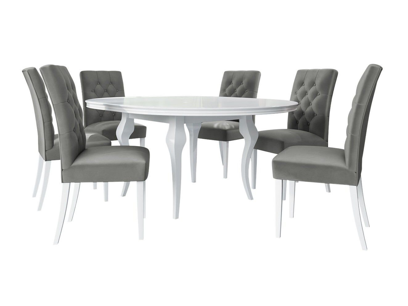 Eetkamerset Racine 138 (Glanzend wit + Magic Velvet 2217)