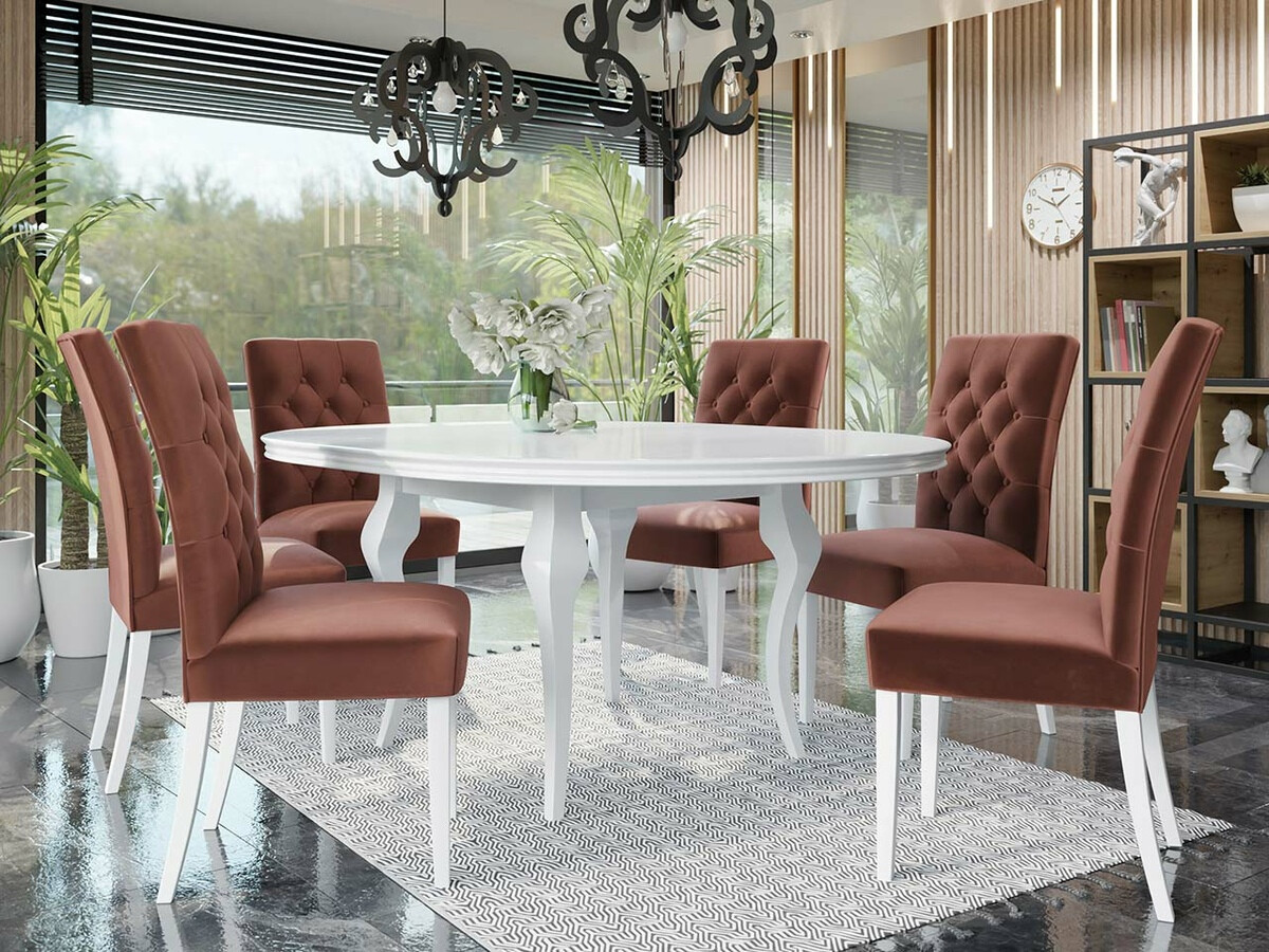 Eetkamerset Racine 138 (Glanzend wit + Magic Velvet 2258)