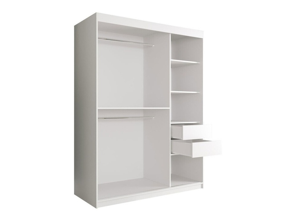 Kledingkast Hartford 242 (Mat wit + Zwart marmer)