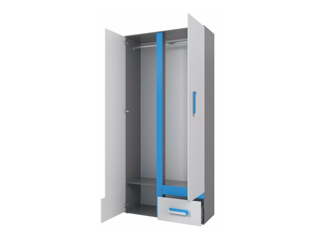 Kledingkast Levtala 101 (Antraciet + Wit + Turquoise)