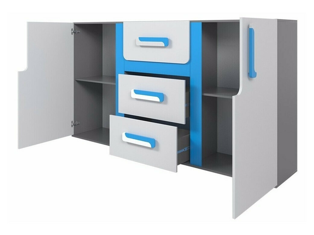 Ladekast Levtala 107 (Antraciet + Wit + Roze)