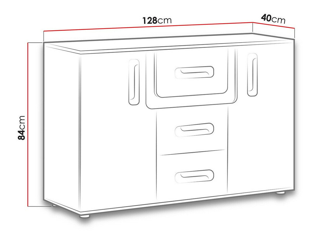Ladekast Levtala 107 (Antraciet + Wit + Roze)