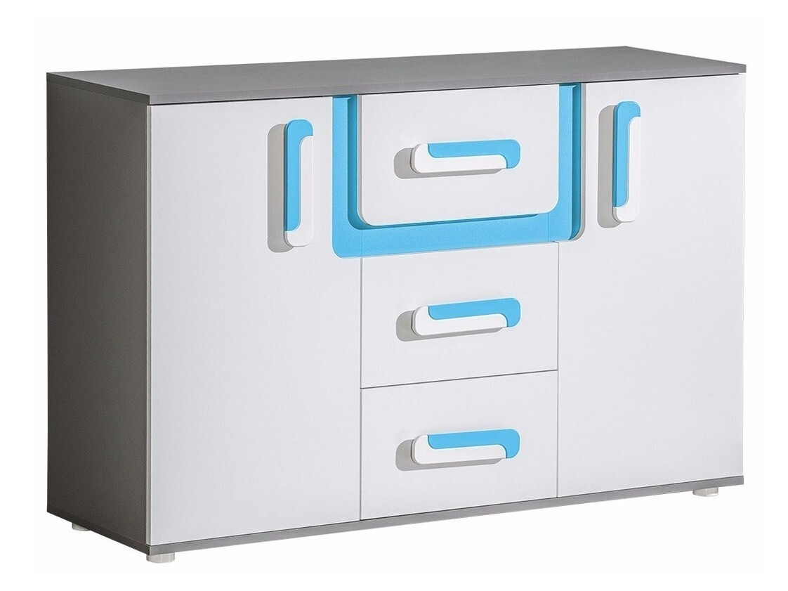 Ladekast Levtala 107 (Antraciet + Wit + Turquoise)