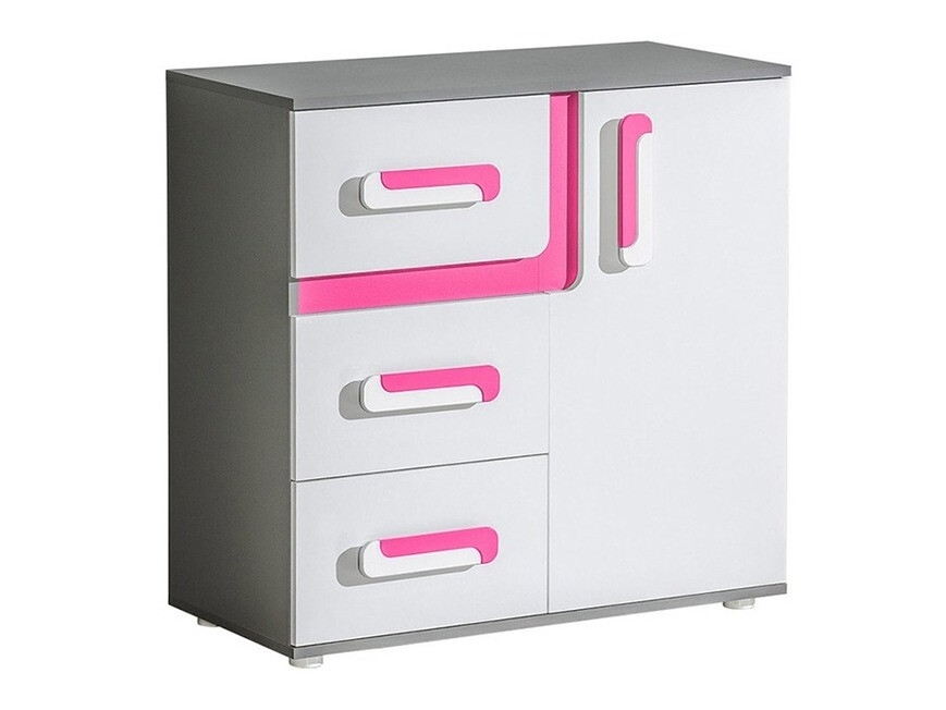 Ladekast Levtala 108 (Antraciet + Wit + Roze)