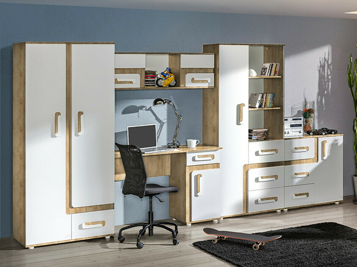 Ladekast Levtala 108 (Antraciet + Wit + Turquoise)