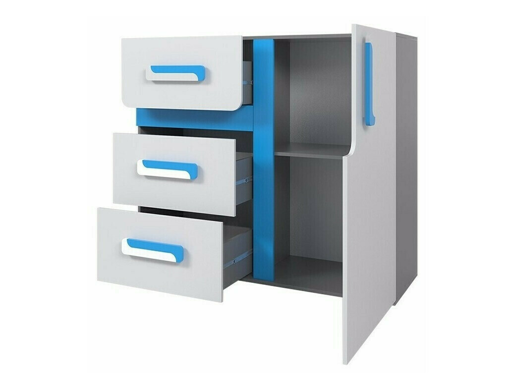 Ladekast Levtala 108 (Antraciet + Wit + Turquoise)