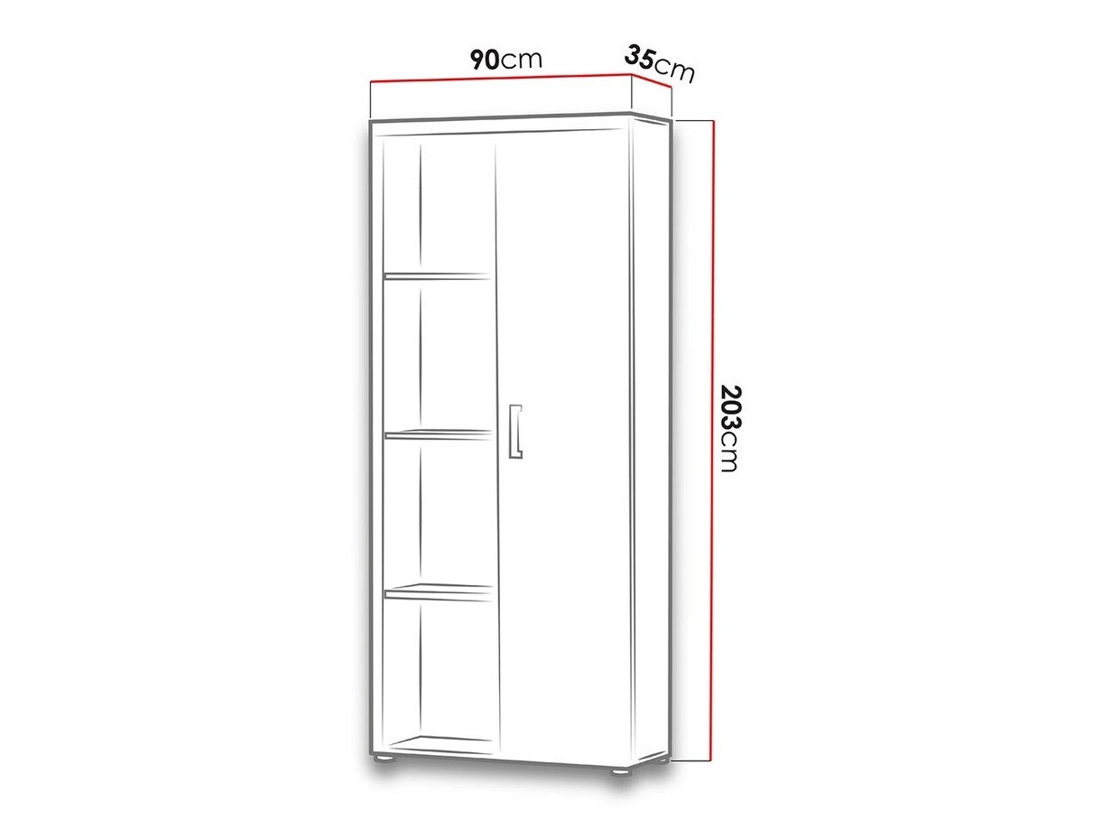 Boekenkast Odebeli 104 (Wit + Glanzend zwart)