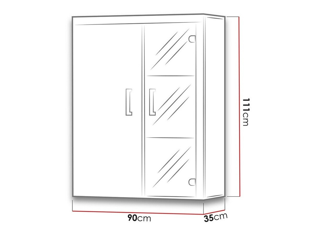 Wandkast Odebeli 101 (Wit + Glanzend wit)