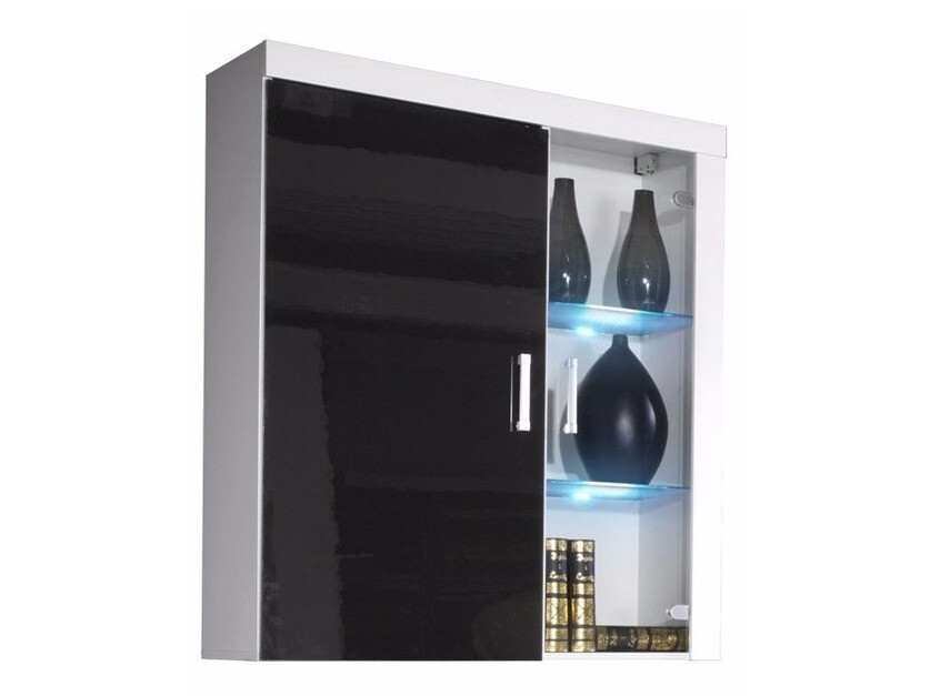 Wandkast Odebeli 101 (Wit + Glanzend zwart)