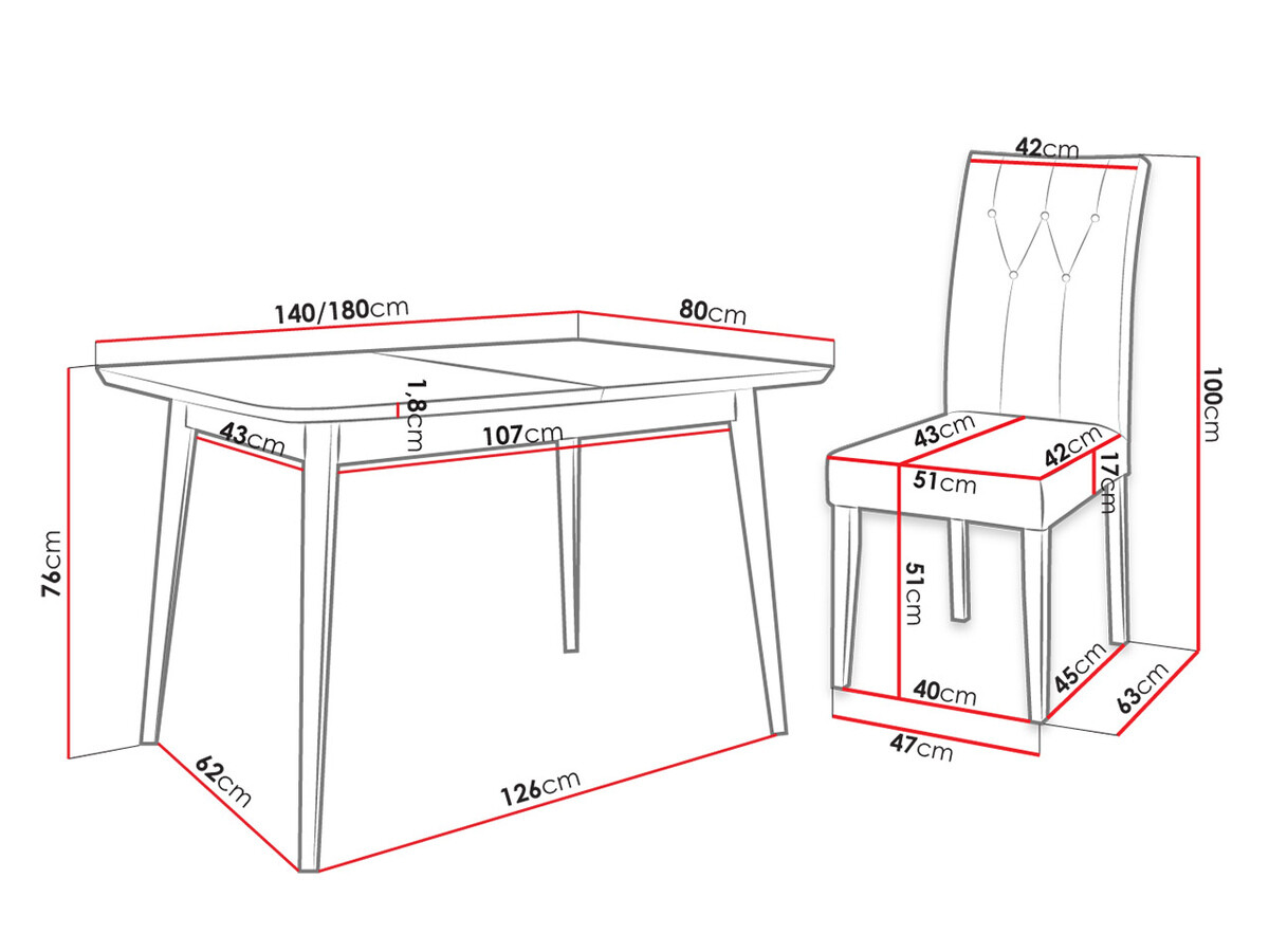 Eetkamerset Racine 144 (Wit + Magic Velvet 2216)