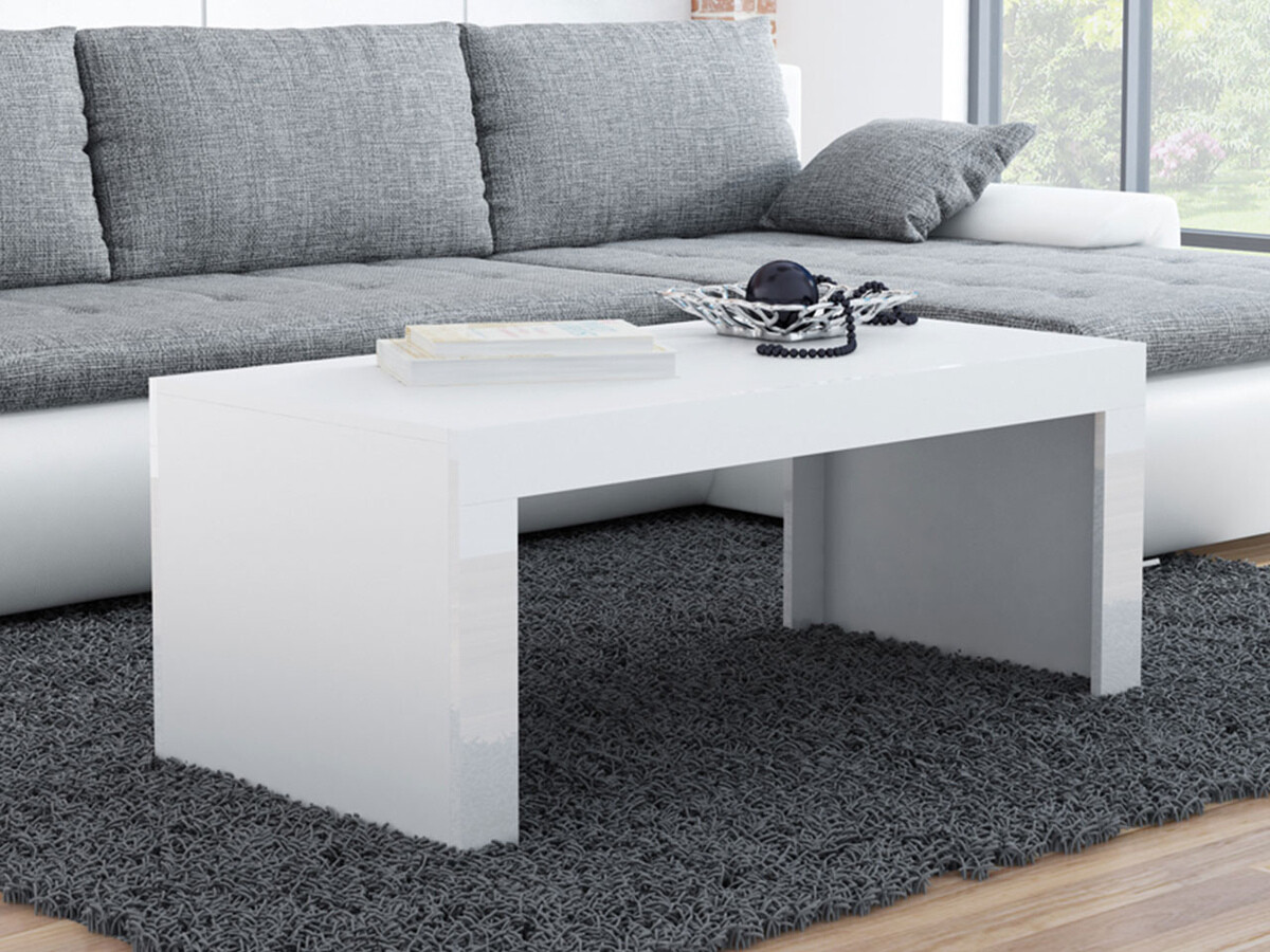 Salontafel Charlotte 107 (Wit + Glanzend wit)