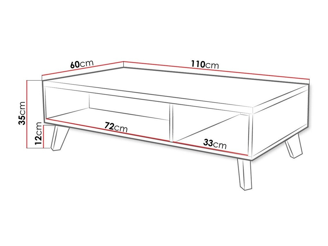 Salontafel Larfloi 101 (Wit + Sonoma eik)