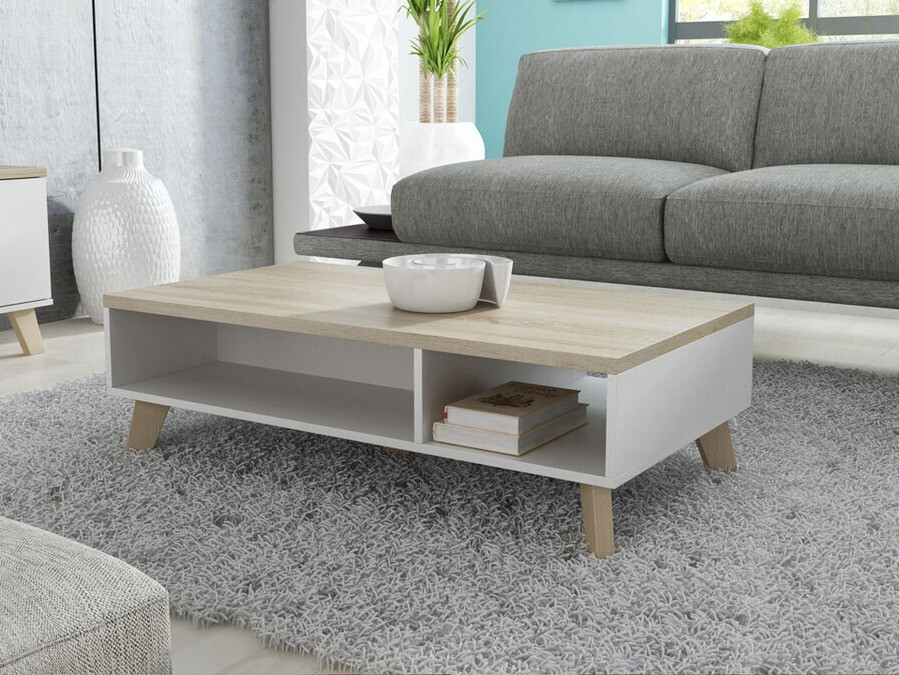 Salontafel Larfloi 101 (Wit + Sonoma eik)