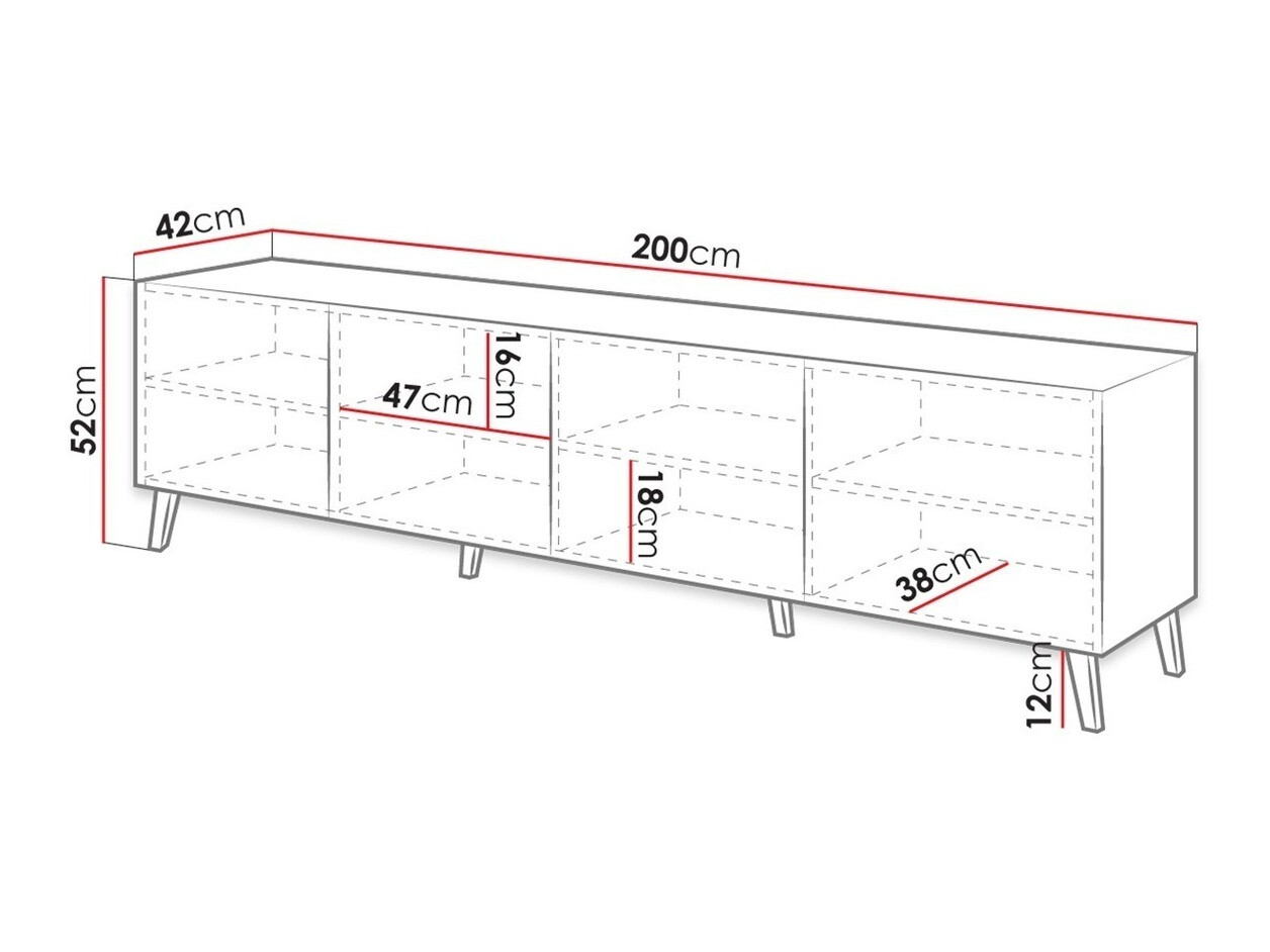 TV-meubel Charlotte 145 (Wit + Glanzend wit)