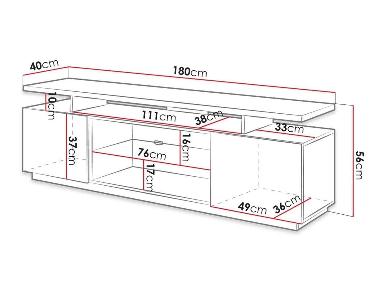 TV-meubel Figura (Wit + Glanzend wit)