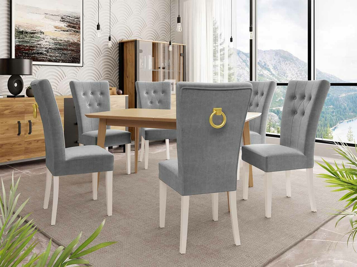 Eetkamerset Racine 144 (Wit + Magic Velvet 2217)