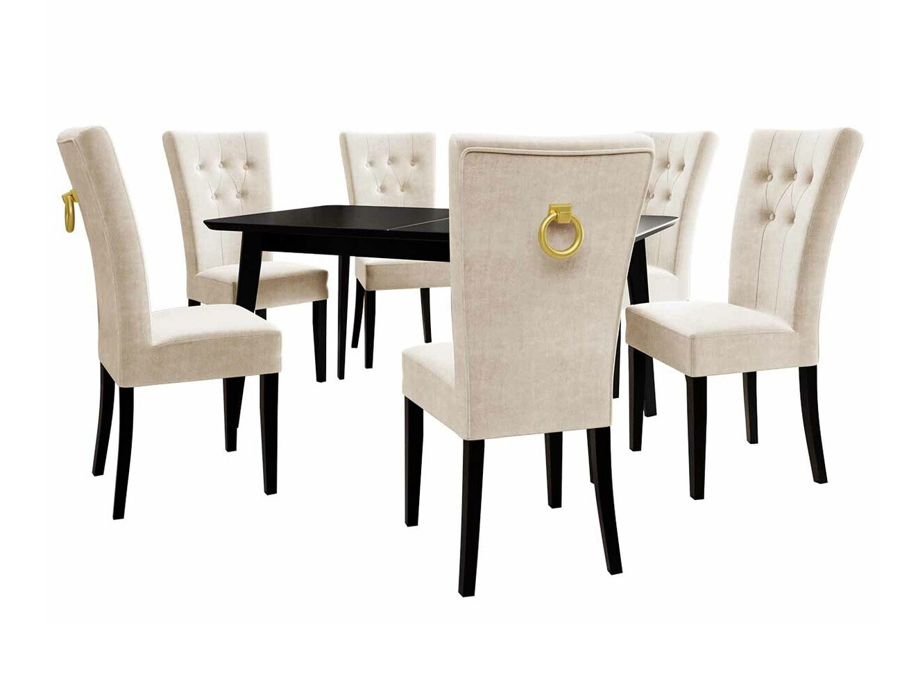 Eetkamerset Racine 144 (Zwart + Magic Velvet 2250)