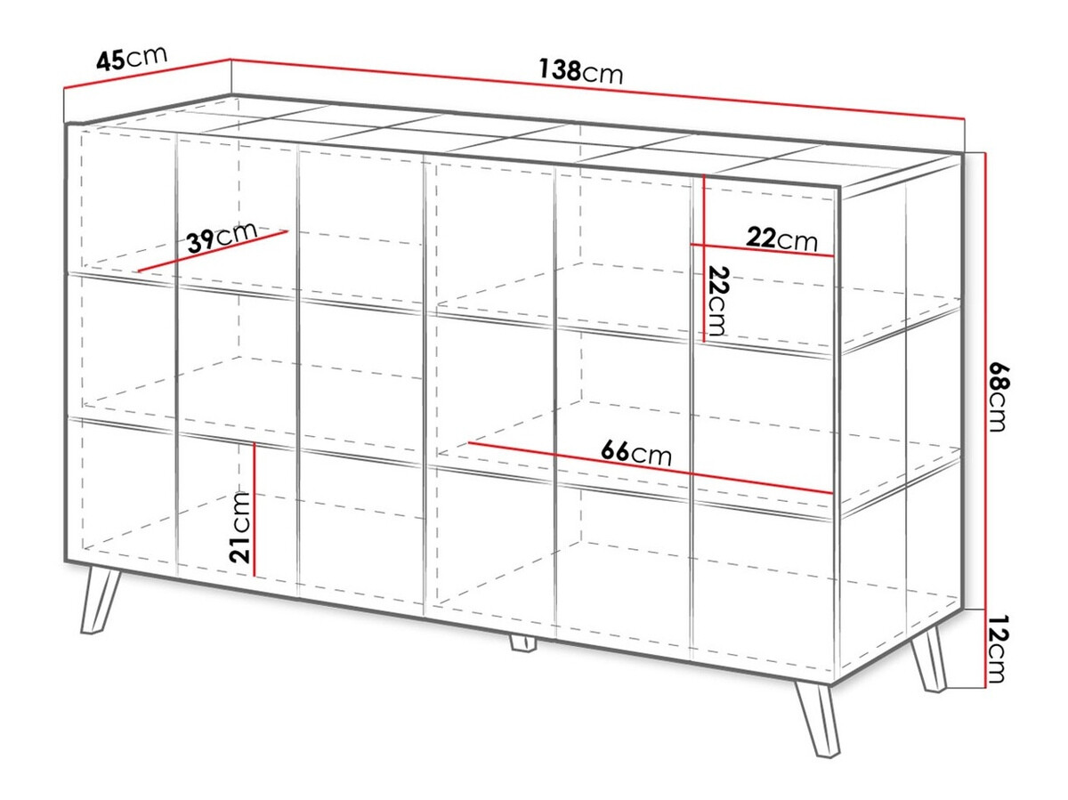 Dressoir Charlotte 132 (Glanzend zwart)