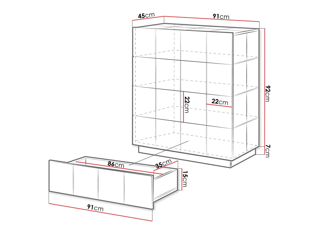 Ladekast Charlotte 133 (Glanzend wit)