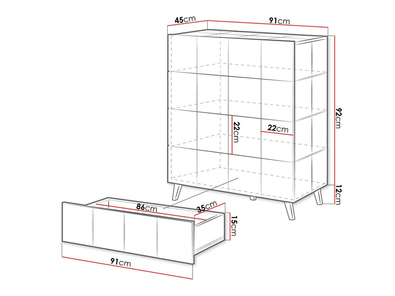 Ladekast Charlotte 133 (Glanzend wit)