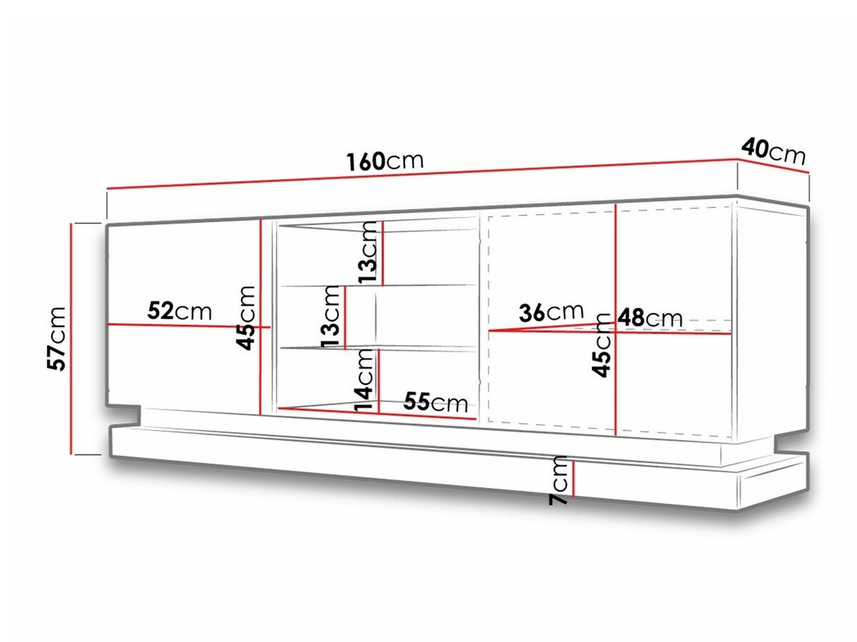 TV-meubel Linar (Wit + Glanzend wit)