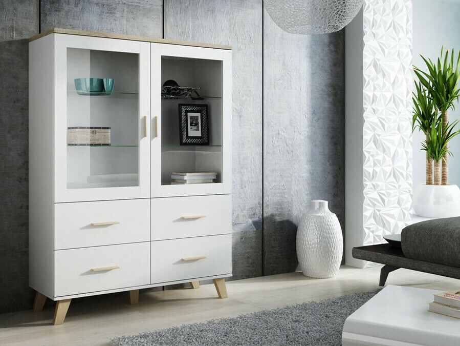 Boekenkast Larfloi 110 (Wit + Sonoma eik)