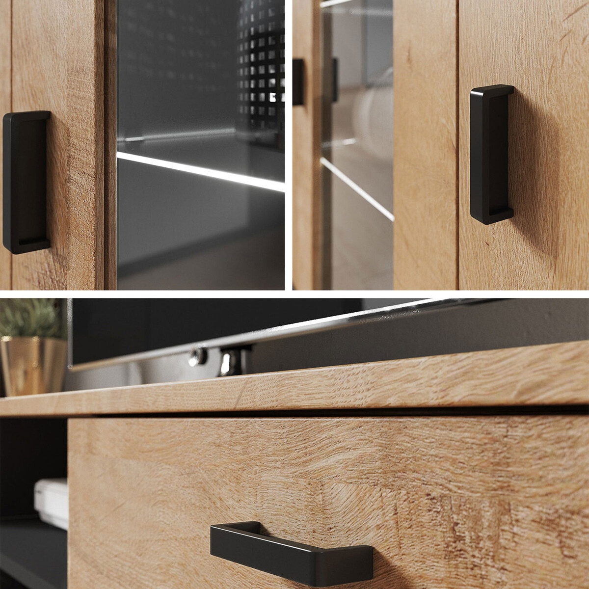 Dressoir Tornola 106 (Zwart + Glanzend zwart)