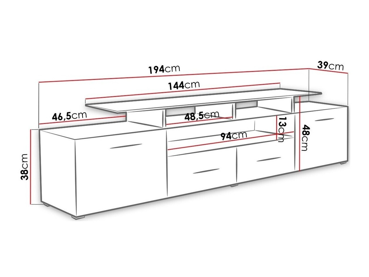 TV-meubel Charlotte 117 (Wit + Glanzend wit)
