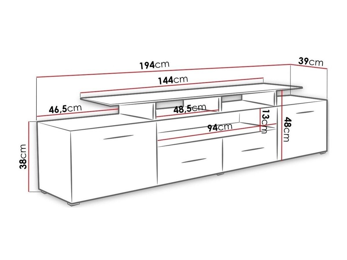 TV-meubel Charlotte 117 (Wit + Glanzend wit)