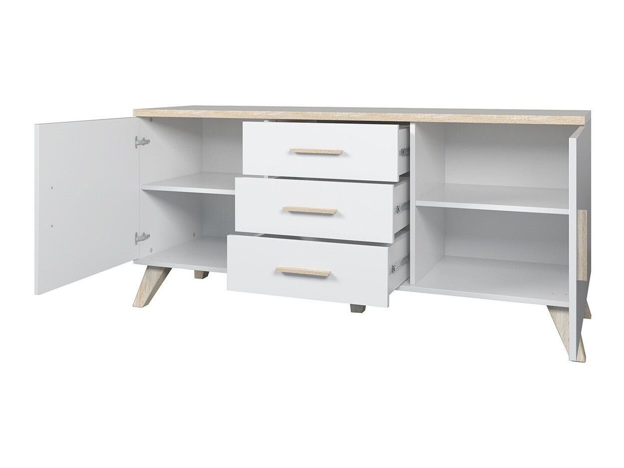 TV-meubel Larfloi 107 (Wotan eik + Zwart)