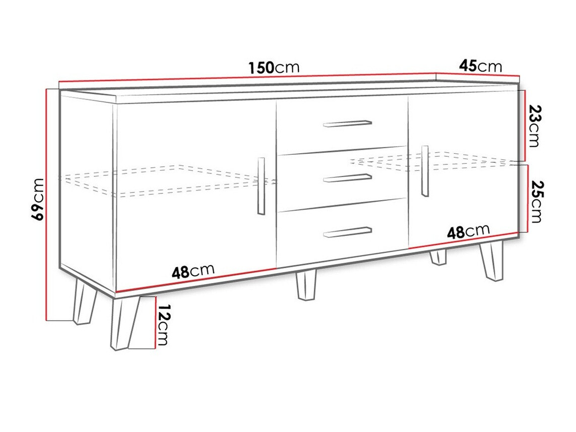 TV-meubel Larfloi 107 (Wotan eik + Zwart)