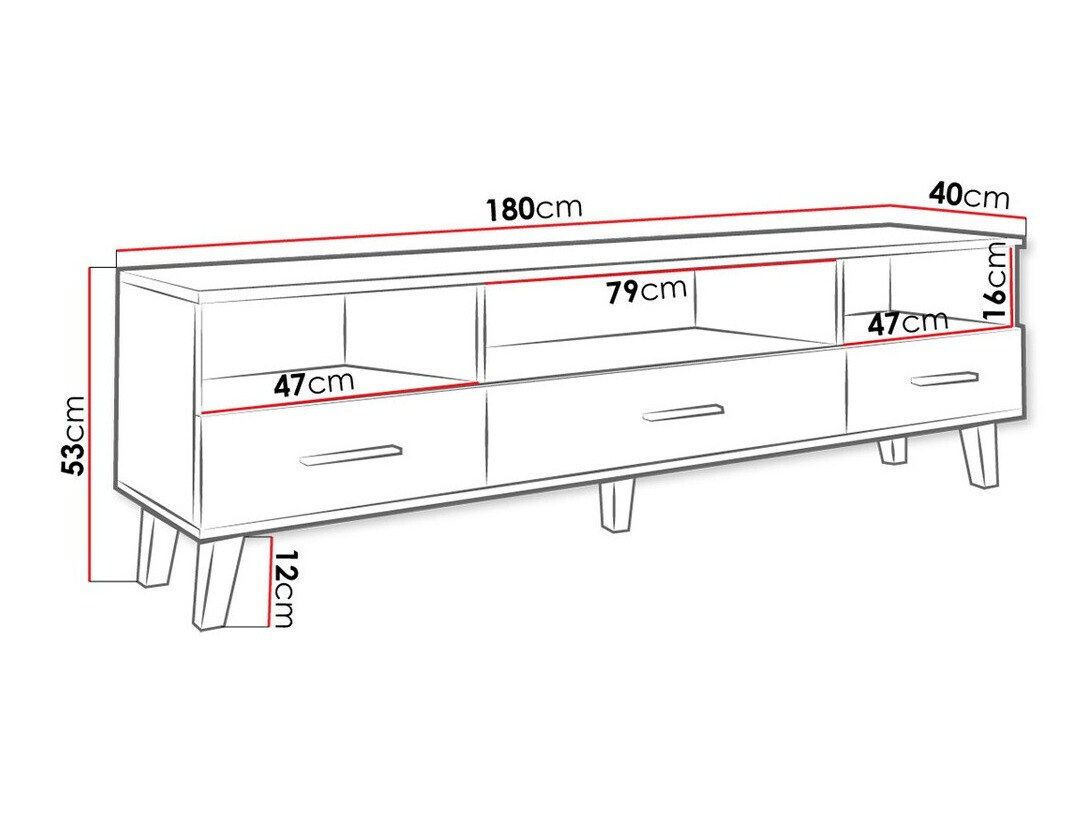 TV-meubel Larfloi 109 (Wotan eik + Zwart)