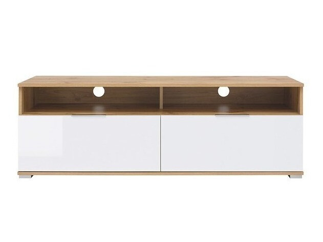 TV-meubel Tivetra 109 (Wotan eik + Glanzend wit)