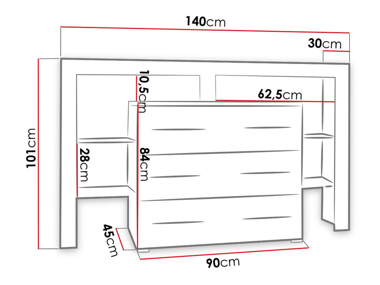 Ladekast Aestas I (Wit + Glanzend zwart)