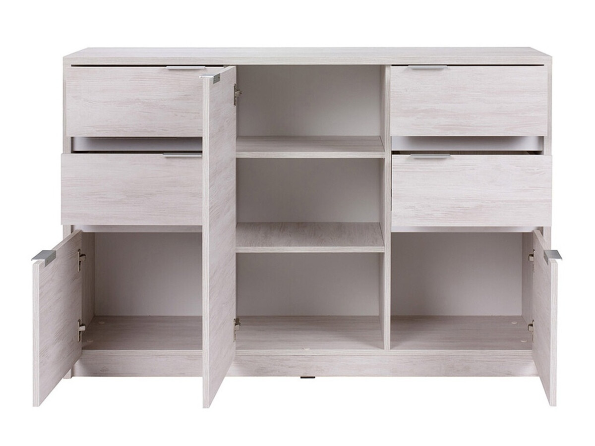 Ladekast Fivelbo 101 (Gebleekt eiken + Glanzend wit)