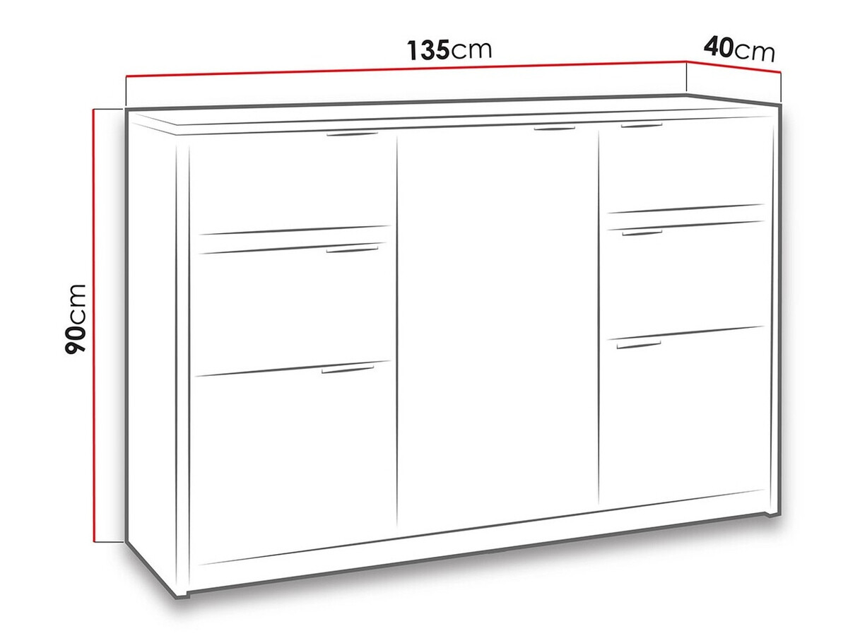 Ladekast Fivelbo 101 (Gebleekt eiken + Glanzend wit)