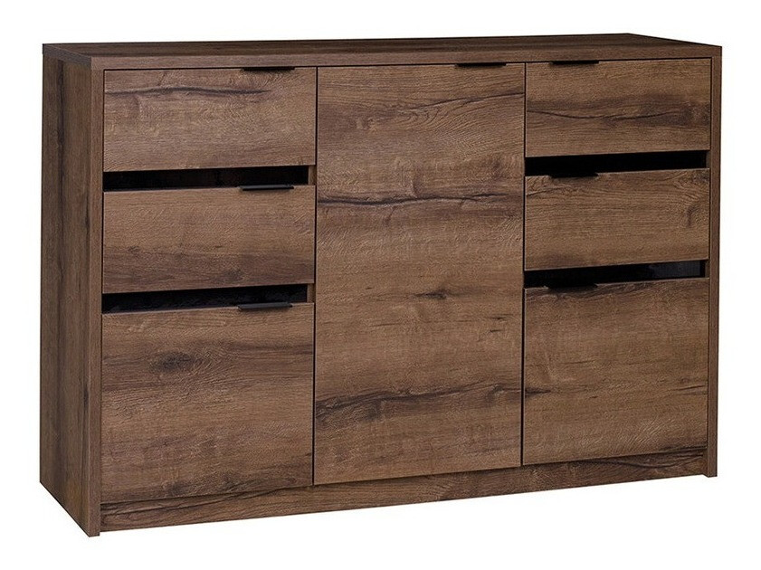 Ladekast Fivelbo 101 (Klooster eik + Glanzend zwart)