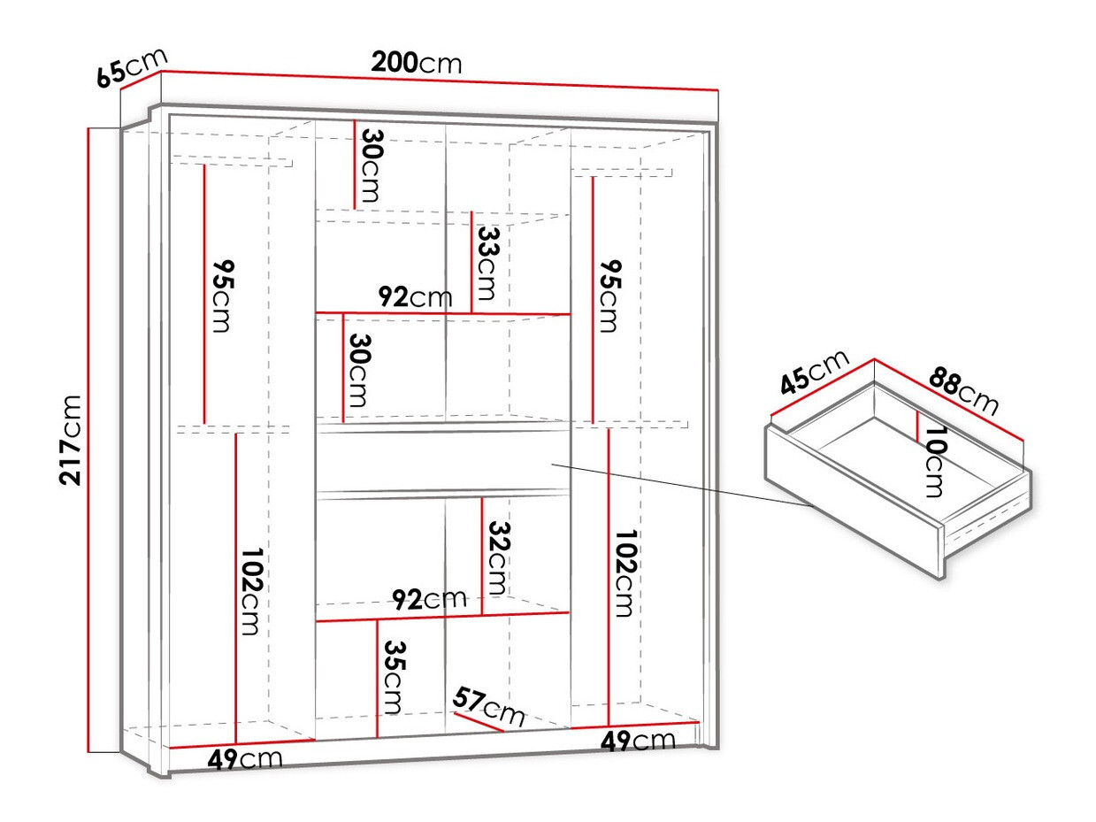 Kledingkast Honolulu 135 (Wit)