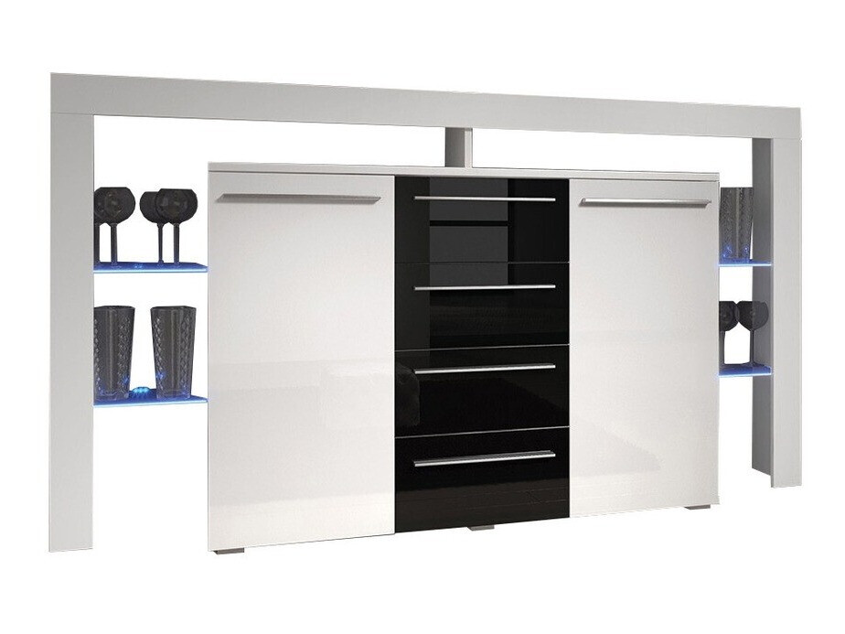 Ladekast Nashville 106 (Wit + Glanzend zwart)