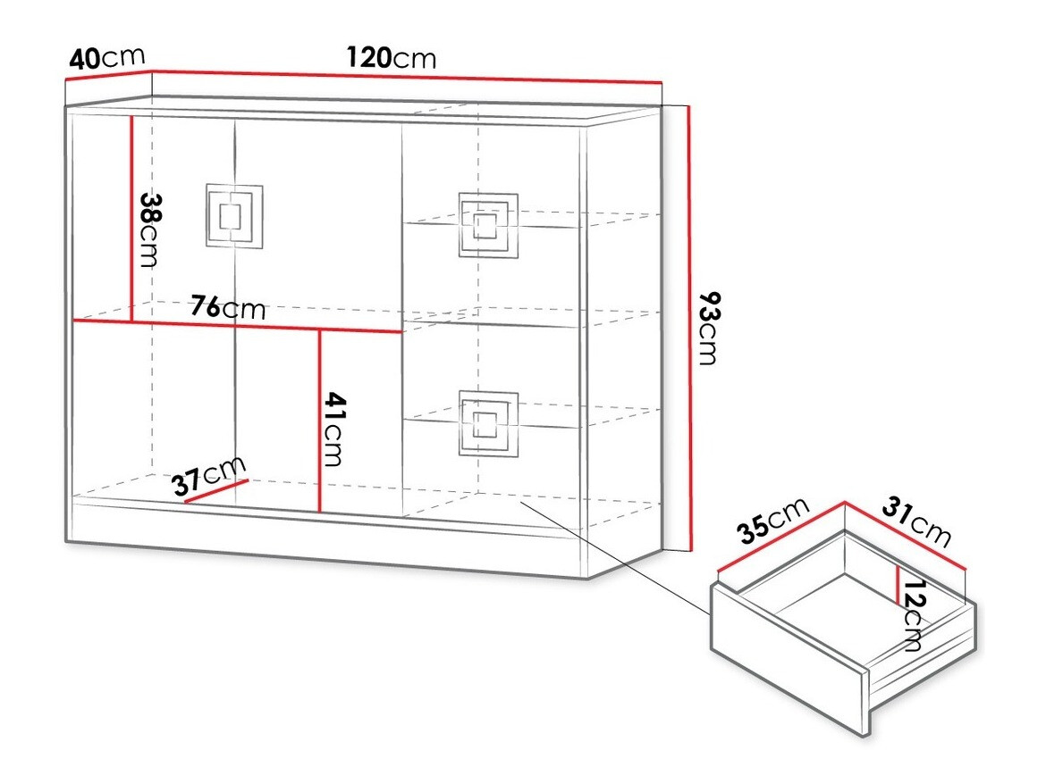 Ladekast Tolfere 100 (Licht eiken + Wit)