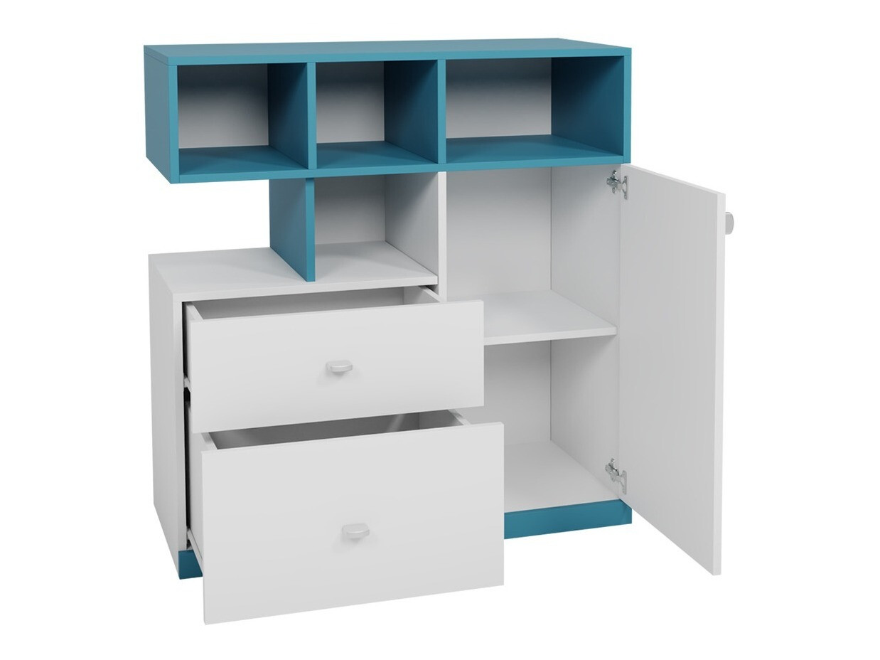 Ladekast Omaha E108 (Wit + Turquoise)