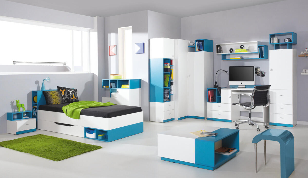 Ladekast Omaha E108 (Wit + Turquoise)